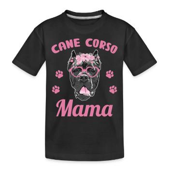 Cane corso mama owner woman glasses flowers - Kids' Premium Organic T-Shirt - black - Front