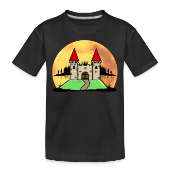 Mittelalter Schloss Burg Festung Natur Fantasy - Kinder Premium Bio T-Shirt - Schwarz - Vorne