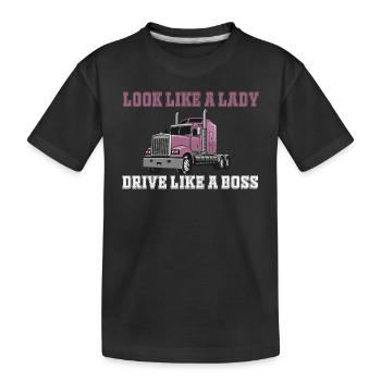 Truck driver gift - Kids' Premium Organic T-Shirt - black - Front