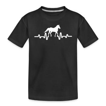 Herzschlag EKG Pferd - Kinder Premium Bio T-Shirt - Schwarz - Vorne