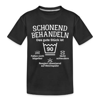 Schonend Behandeln Neunzig Geschenk 90. Geburtstag - Kinder Premium Bio T-Shirt - Schwarz - Vorne