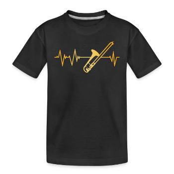 Posaune Herzschlag - Kinder Premium Bio T-Shirt - Schwarz - Vorne