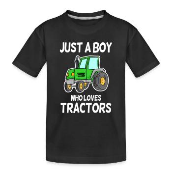 Tractor love tractors saying - Kids' Premium Organic T-Shirt - black - Front