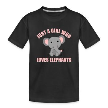 Just a girl who loves elephants süße Tiere Herz - Kinder Premium Bio T-Shirt - Schwarz - Vorne
