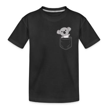 Koala dans la poche poitrine Poche koalas Poche koala - T-shirt bio Premium Enfant - noir - Devant