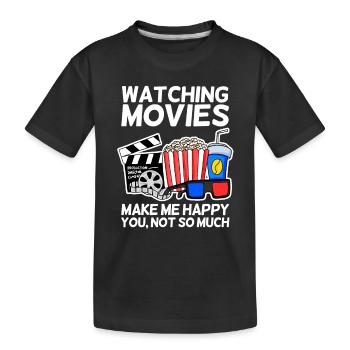 Movie cinema saying television gift popcorn - Kids' Premium Organic T-Shirt - black - Front