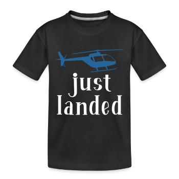 Just landed Helikopter Pilot Papa CoPilot Sohn - Kinder Premium Bio T-Shirt - Schwarz - Vorne