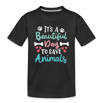 It’s A Beautiful Day To Save Animals Bien-être animal - T-shirt bio Premium Enfant - noir - Devant