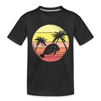 Seekuh Und Palmen - Kinder Premium Bio T-Shirt - Schwarz - Vorne