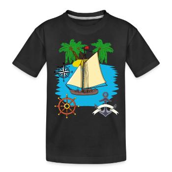 Voilier maritime mer Caraïbes Mer du Sud marine voile - T-shirt bio Premium Enfant - noir - Devant
