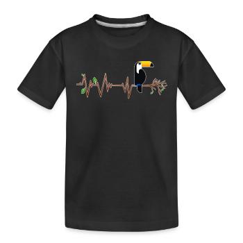Toucan heartbeat bird - Kids' Premium Organic T-Shirt - black - Front