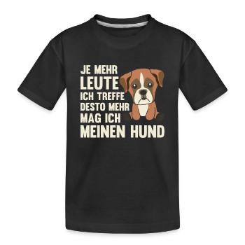 Hund Boxer mag keine Menschen süße Hunde - Kinder Premium Bio T-Shirt - Schwarz - Vorne