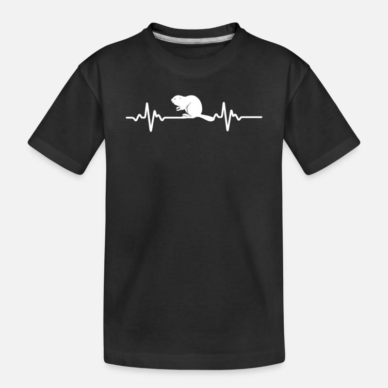 Biber Herzschlag - Kinder Premium Bio T-Shirt - Schwarz