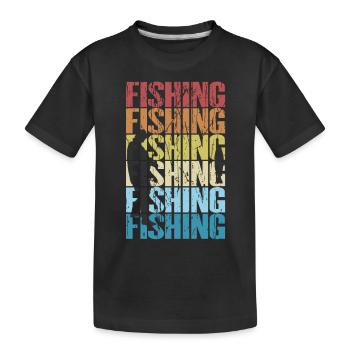 Pêche pêche rétro pêche pêche vintage pêche pêche - T-shirt bio Premium Enfant - noir - Devant