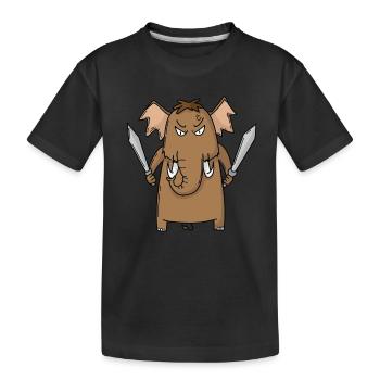 Mammoth with sword - Kids' Premium Organic T-Shirt - black - Front