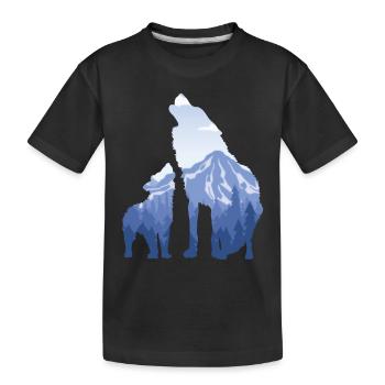 Wolf And Pup - Cadeau pour les amateurs de loups de montagne - T-shirt bio Premium Enfant - noir - Devant