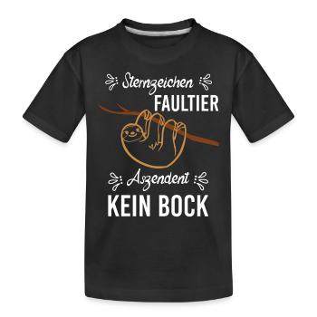 Sternzeichen Faultier Aszendent Kein Bock - Kinder Premium Bio T-Shirt - Schwarz - Vorne