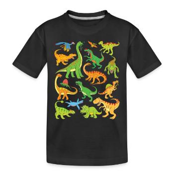 16 Dinos für Kinder - Beliebte Dinosaurier - Kinder Premium Bio T-Shirt - Schwarz - Vorne