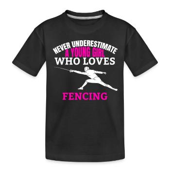 Fencing saying woman girl fencer martial arts - Kids' Premium Organic T-Shirt - black - Front