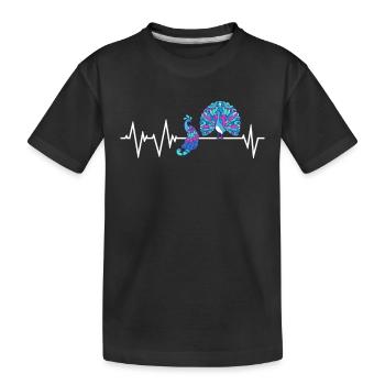 Peacock Heartbeat Peacock - Kids' Premium Organic T-Shirt - black - Front