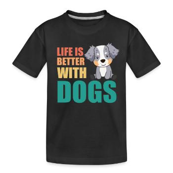 Australian Sheperd Life Dogs - Kids' Premium Organic T-Shirt - black - Front