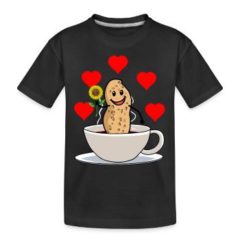 Bonjour tasse de café aux arachides petit déjeuner fleur - T-shirt bio Premium Enfant - noir - Devant