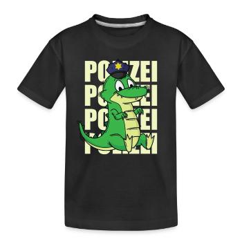 Police crocodile avec casquette de police - T-shirt bio Premium Enfant - noir - Devant