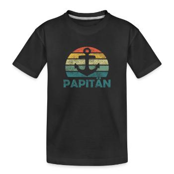 Papitän Vatertag bester Papa Anker - Kinder Premium Bio T-Shirt - Schwarz - Vorne