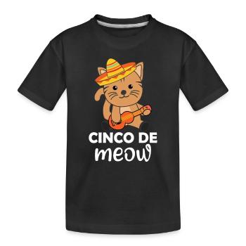 Katze cinco de meow Mexikanisch Katzen - Kids' Premium Organic T-Shirt - black - Front