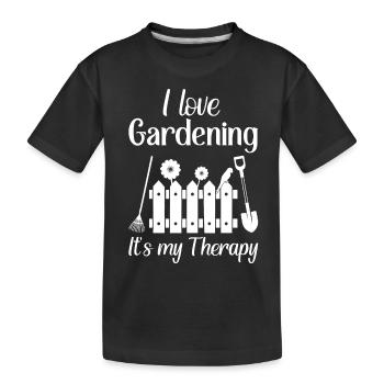 I love gardening it's my therapy - Kinder Premium Bio T-Shirt - Schwarz - Vorne