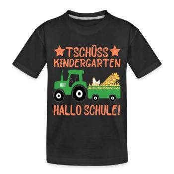 Erstklässler Tschüss Kindergarten Hallo Schule - Kinder Premium Bio T-Shirt - Schwarz - Vorne