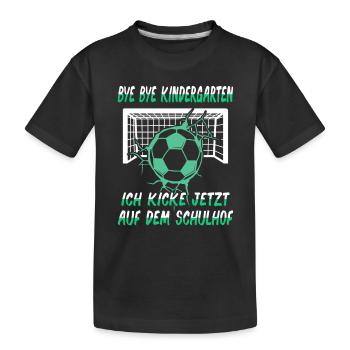 Erster Schultag Schulkind Fußball - Kinder Premium Bio T-Shirt - Schwarz - Vorne