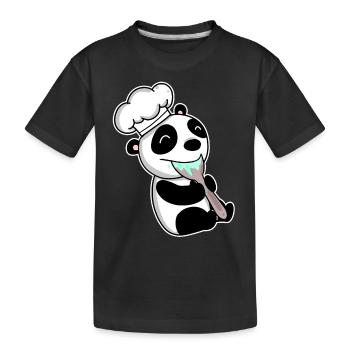 Kochender Baby Panda - Kinder Premium Bio T-Shirt - Schwarz - Vorne