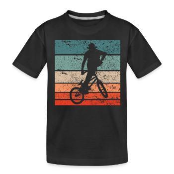 Bmx Fahrer Vintage Retro - Kinder Premium Bio T-Shirt - Schwarz - Vorne
