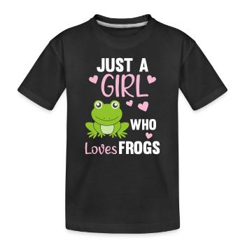 Juste une fille qui aime Frogs la grenouille - T-shirt bio Premium Enfant - noir - Devant