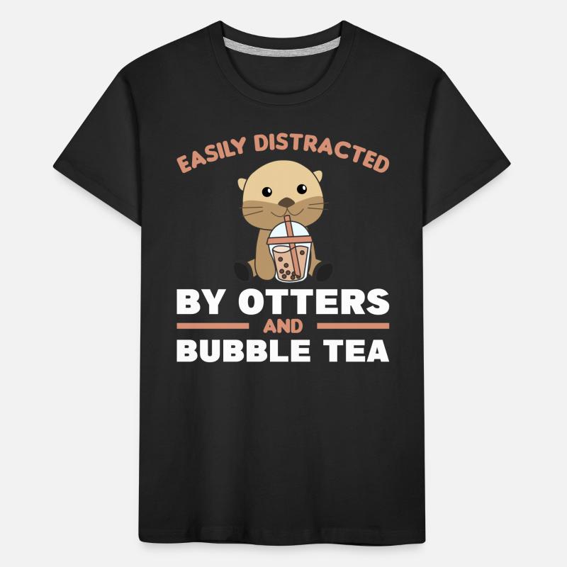 Bubble tea sloth with chocolate cute animals Kids' Premium Organic T-Shirt