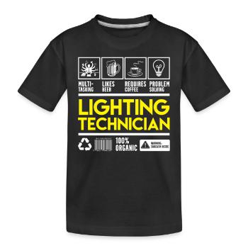 Licht Techniker - Kinder Premium Bio T-Shirt - Schwarz - Vorne