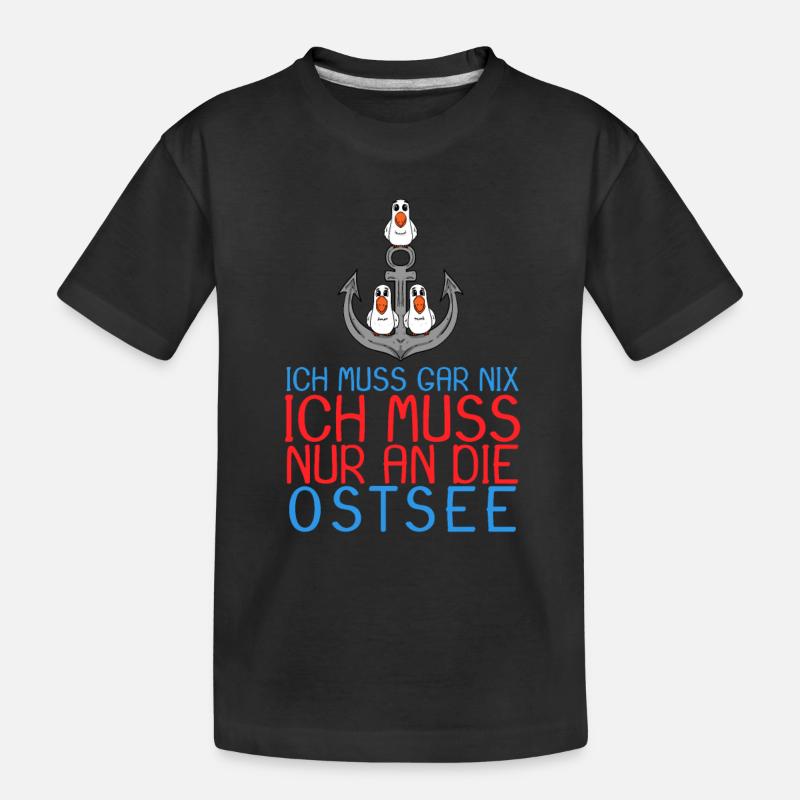 Ostsee Anker Möwe Geschenk - Kinder Premium Bio T-Shirt - Schwarz