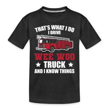 Pompier Le Faire Je conduis Camion Avec Wee Où - T-shirt bio Premium Enfant - noir - Devant