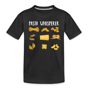 Pasta Flüsterer Geschenk - Kinder Premium Bio T-Shirt - Schwarz - Vorne