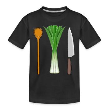 Poireaux Cuisine végétarienne Cuillère en bois Travail Professions - T-shirt bio Premium Enfant - noir - Devant