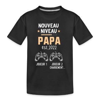 Nouveau niveau futur papa 2022 cadeau grossesse - T-shirt bio Premium Enfant - noir - Devant