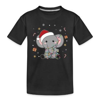 Elefant Weihnachten Schnee Winter Tiere Elefanten - Kinder Premium Bio T-Shirt - Schwarz - Vorne
