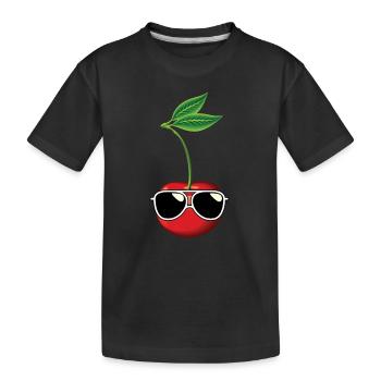 Cherry With Sunglasses Gift - Kids' Premium Organic T-Shirt - black - Front