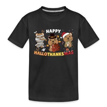 Happy Hallothanksmas Quokka Weihnachten Feiertag - Kinder Premium Bio T-Shirt - Schwarz - Vorne