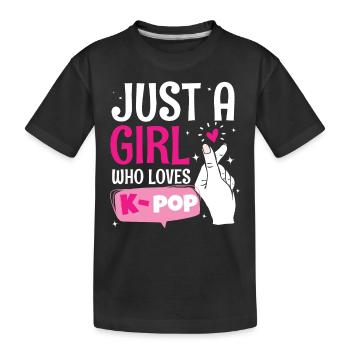 K Pop Mädchen Das Kpop Liebt - Kinder Premium Bio T-Shirt - Schwarz - Vorne