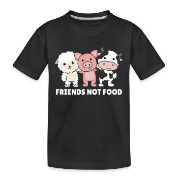 Friends not food vegan sheep pig cow - Kids' Premium Organic T-Shirt - black - Front
