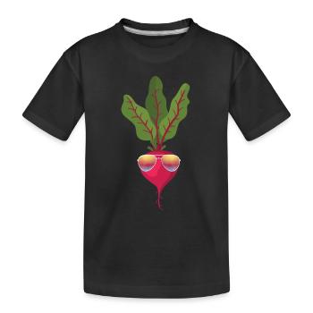 Turnip with sunglasses - Kids' Premium Organic T-Shirt - black - Front