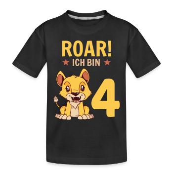 Ich Bin 4 Jahre Alt Kinder Löwe Zum 4. Geburtstag - Kinder Premium Bio T-Shirt - Schwarz - Vorne