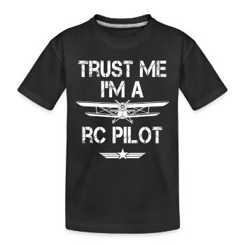 RC Airplane - Kids' Premium Organic T-Shirt - black - Front